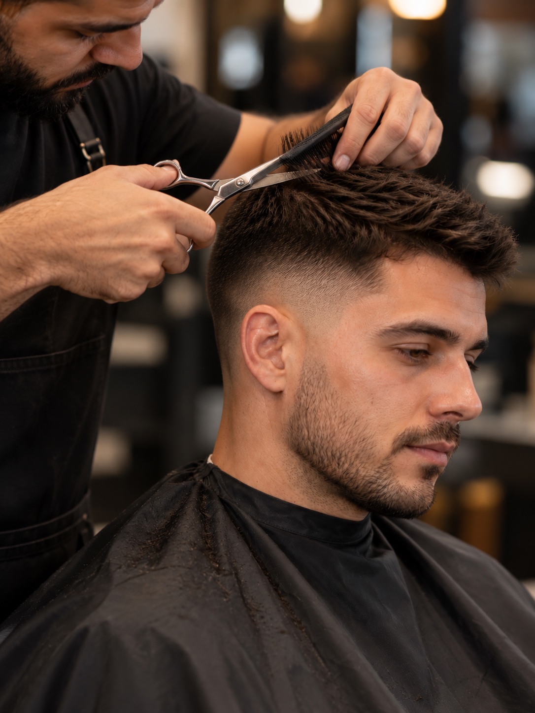 Corte masculino realizado com tesoura